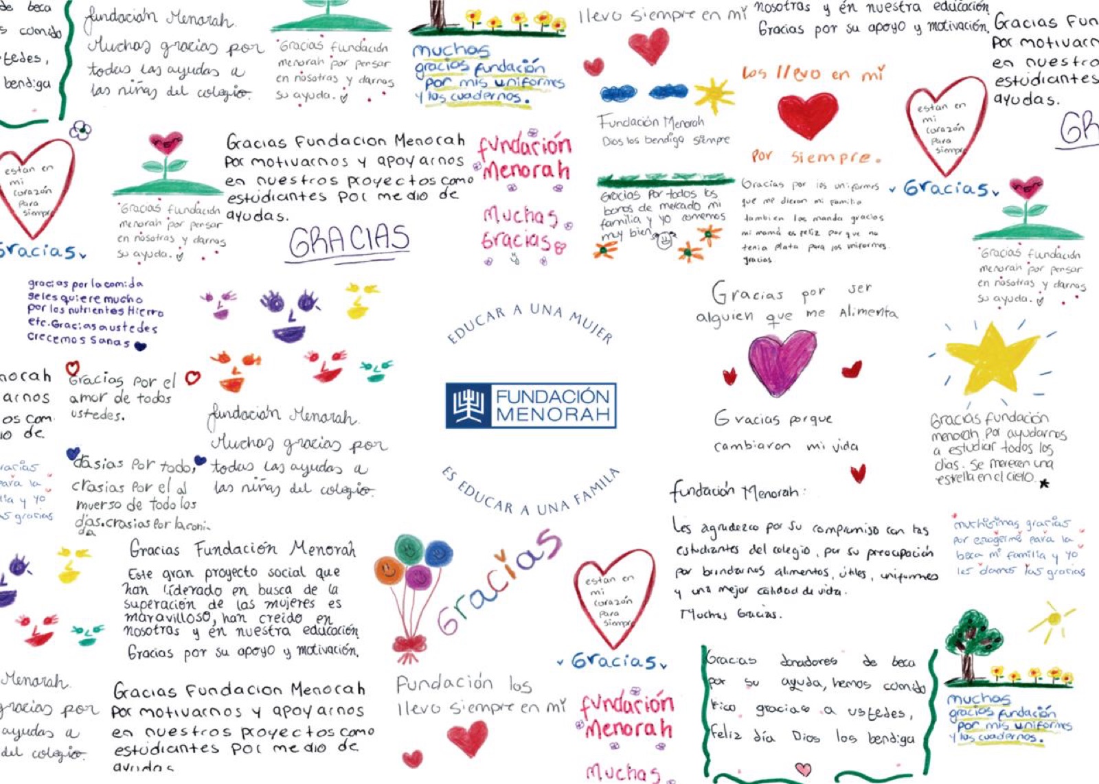 Cartas de agradecimiento escritas a mano por las estudiantes